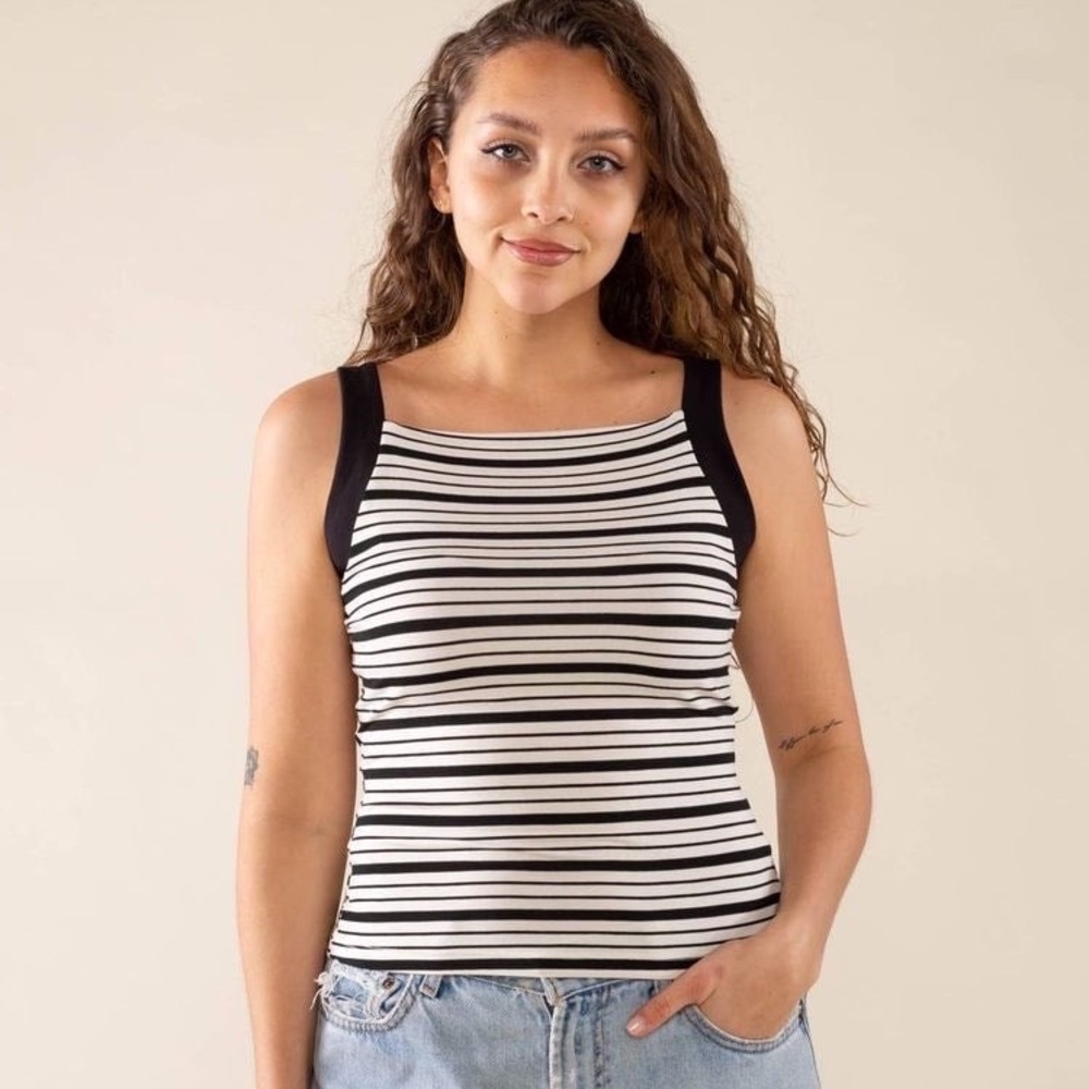 Striped Black and White Women's Top